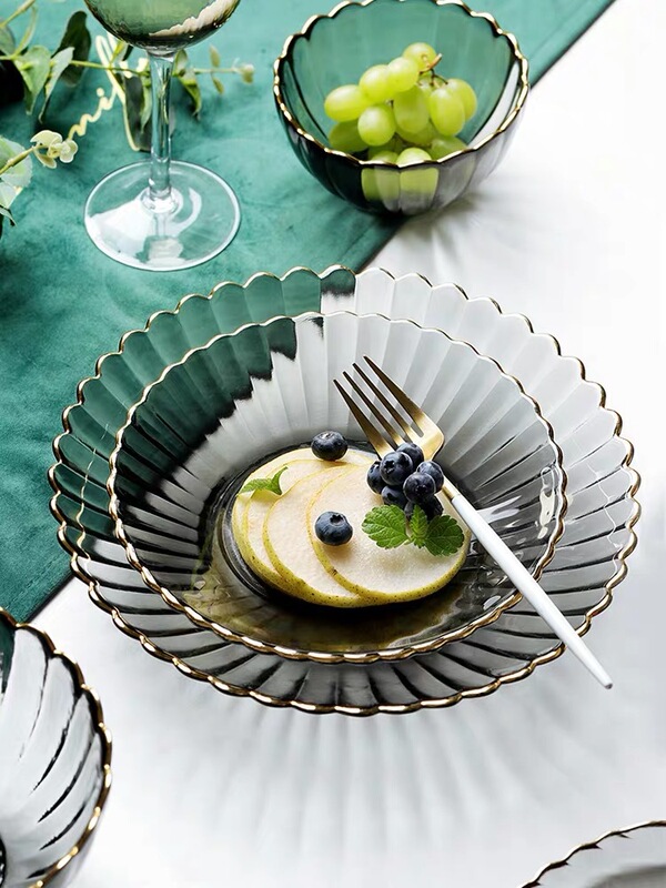 Personalized Creative Internet Celebrity Household Simple Beautiful Plate Fruit Salad Plate Nordic ins Set Glass Bowl Personalized Creative Internet Celebrity Household Simple Beautiful Plate Fruit Salad Plate Nordic ins Set Glass Bowl