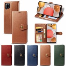 适用LG K61复古手机套MOTO G8插卡翻盖保护套索尼Xperia5圆扣皮套