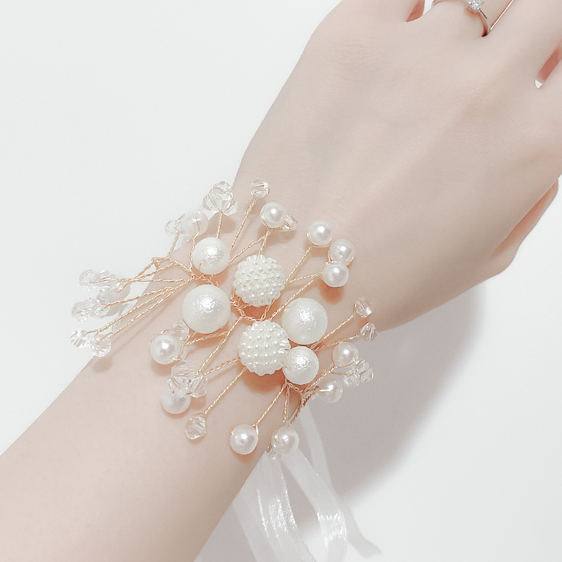 Wedding Ceremony Bridesmaid Wrist Flower Bride Sisters Hand Flower Fresh Style Mori Korean Style Beautiful Sisters Group Rhinestone Super Fairy