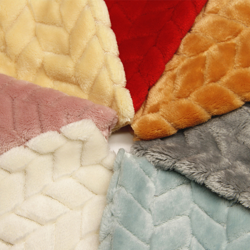 Manufacturer 15-Color Dyed Flannel Jacquard Single-Sided Hemp Velvet Home Textile Home Sofa Blanket Cloth in Stock