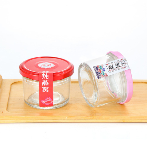 Wide-mouth Bird's Nest Jelly Jar with High-Temperature Resistance, Fresh Cooked Small Portable Household Fish Collagen and Pearl Jelly Dividing Jar, Glass Sealed Can