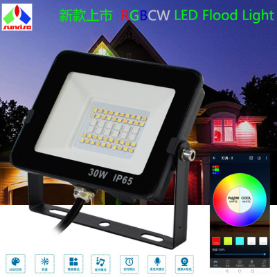 30W APP智能投光燈藍牙智能投光燈RGBCW智能花園燈3跨境電商熱銷