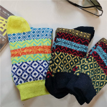 秋冬新款双路女士兔羊毛袜子高档舒适民族风超柔羊毛袜厂家批发