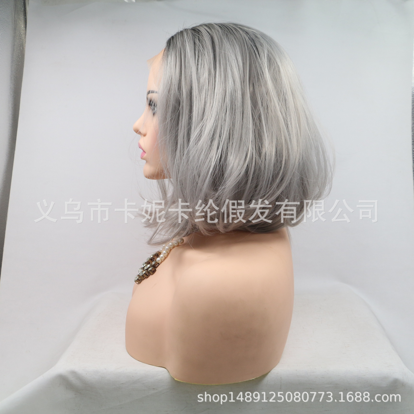 Europa y los Estados Unidos de moda fibra química pelucón de cabello corto pelucón de cabello de mujer al por mayor de encaje