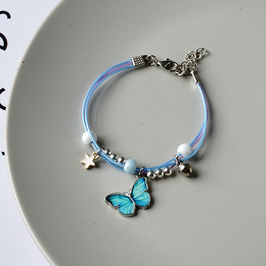 thumbnail image 1 of Moda popular pulsera de mariposa azul mujer viento frío ins diseño de viento pareja neta pulsera roja 312A azul claro uno, 1 of 2