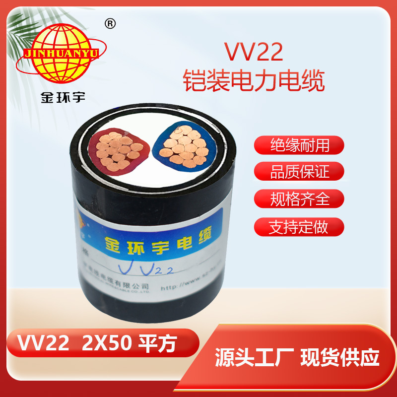 金环宇电缆 铠装电缆VV22 2*50电力电缆