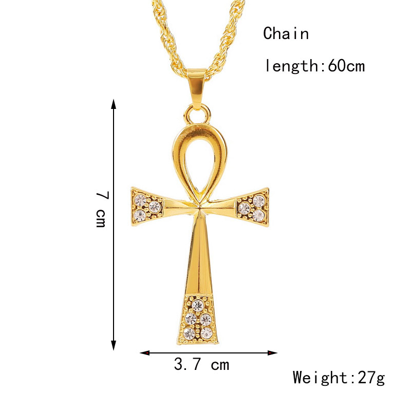 exaggerated hip hop cross necklace creative hip-hop rhinestone pendant jewelry wholesale nihaojewelr