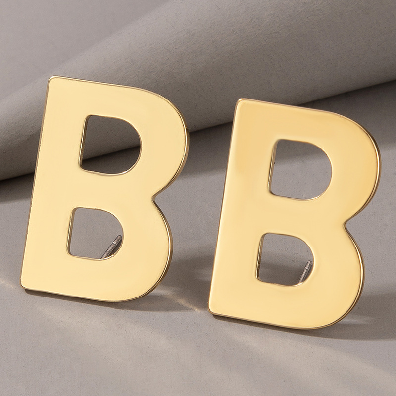 Metal Letter B Earrings display picture 2