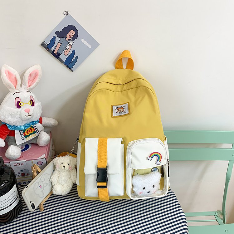 Korean Student Hit Color Backpack Soft School Bag display picture 136