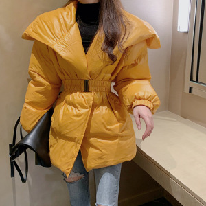 2020网红韩版 秋季新款chic收腰外套法式休闲时尚棉衣面包服
