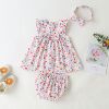 Brand children's summer bodysuit, cotton sleeves for new born, Korean style, flowered, with short sleeve