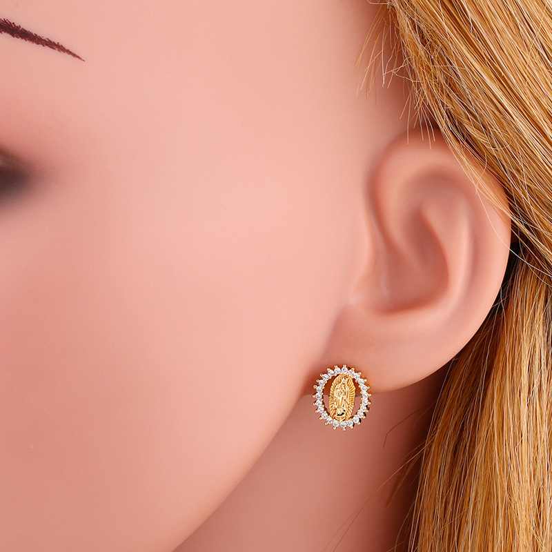 New Popular  Virgin Mary Earrings Fishtail  Copper Earrings Nihaojewelry Wholesale display picture 8