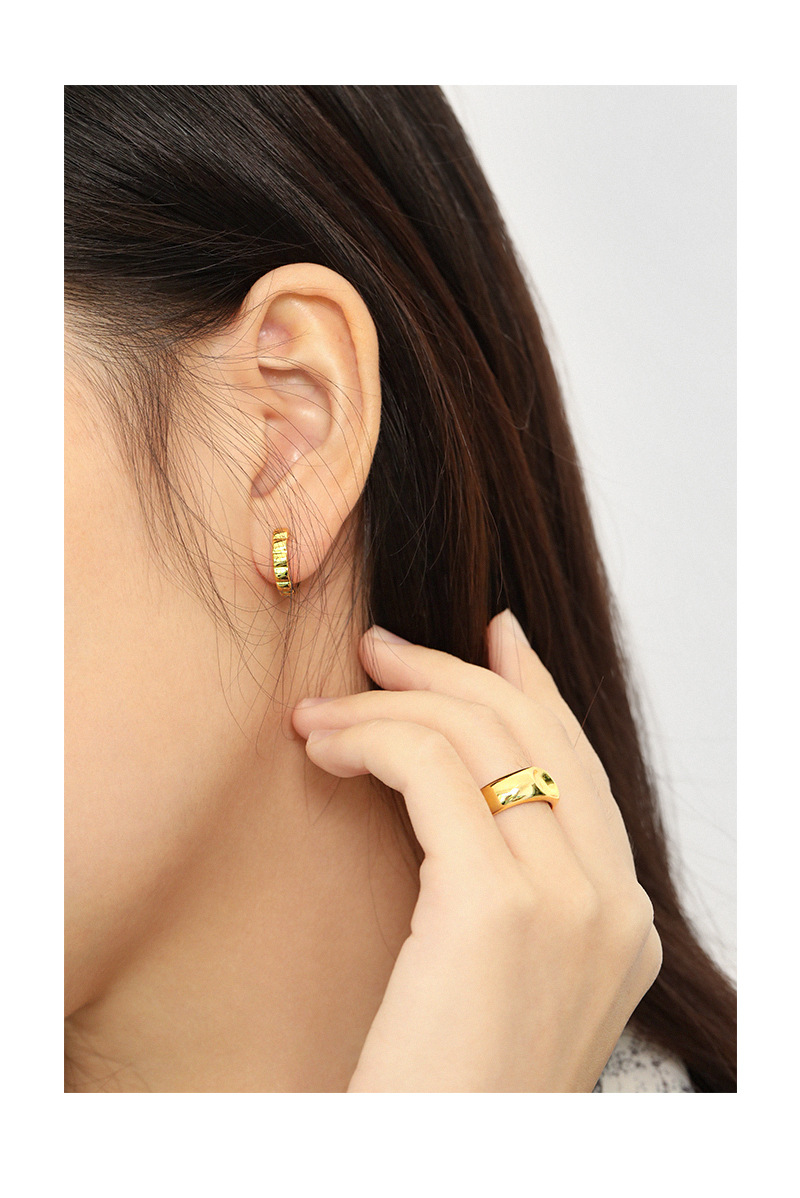 IG Style Style 071 Korean Version Of Minimalist Chocolate Plaid S925 Sterling Silver Earrings