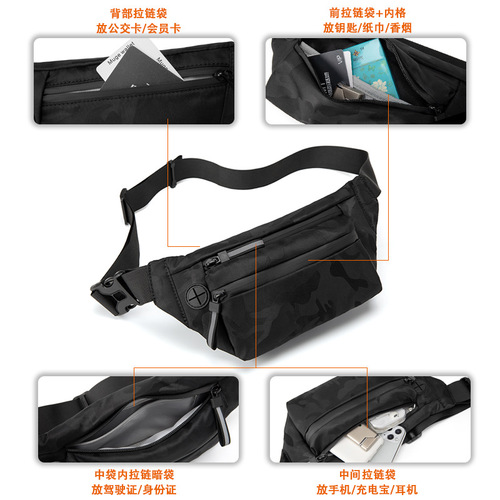 Factory-made men's waist bags, trendy chest packs, streetwear-style shoulder bags, sports crossbody bags, compact backpacks, and versatile messenger bags for men
