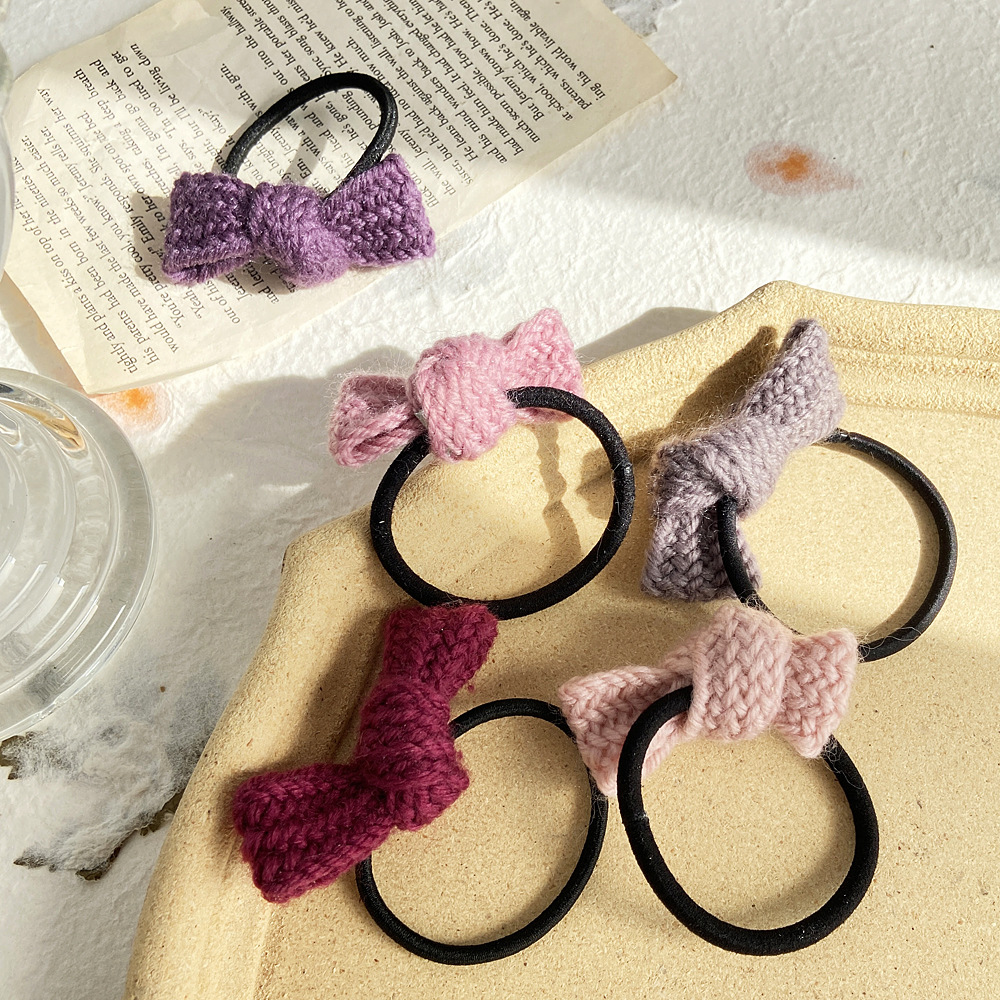 Cute Bow Knot Pure Color Wool Hair Rope display picture 13