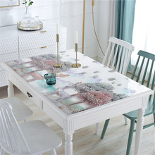 一件代发新款软玻璃桌垫彩透明 pvc水晶板餐桌布桌面印花防水防油
