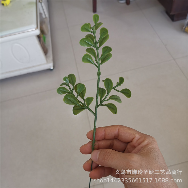 仿真植物 塑料带铁线水草枝 圣诞树圣诞圈 花环装饰小草配件批发