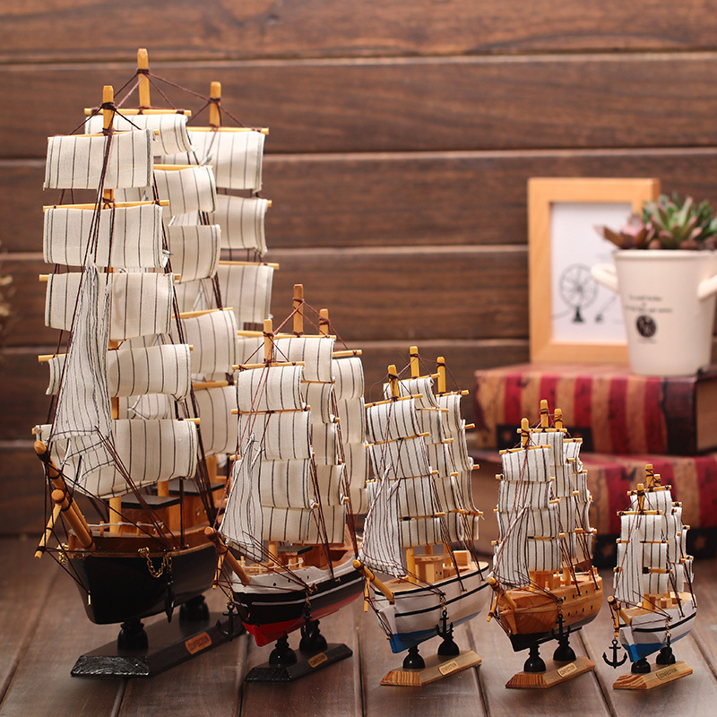 创意木质帆船一帆风顺家居摆件办公室风水摆件工艺品礼品代发批发
