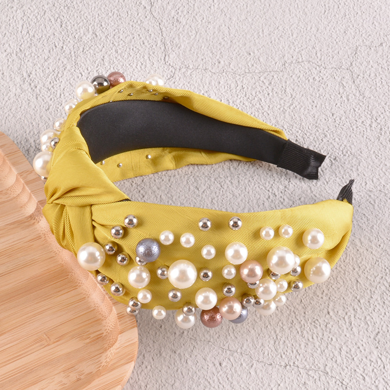 Fashion Pearl Knotted Solid Color Headband display picture 7