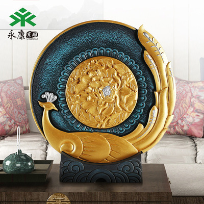 现代酒柜客厅摆件轻奢风房间装饰品定制工艺品炭雕富贵孔雀摆设|ms