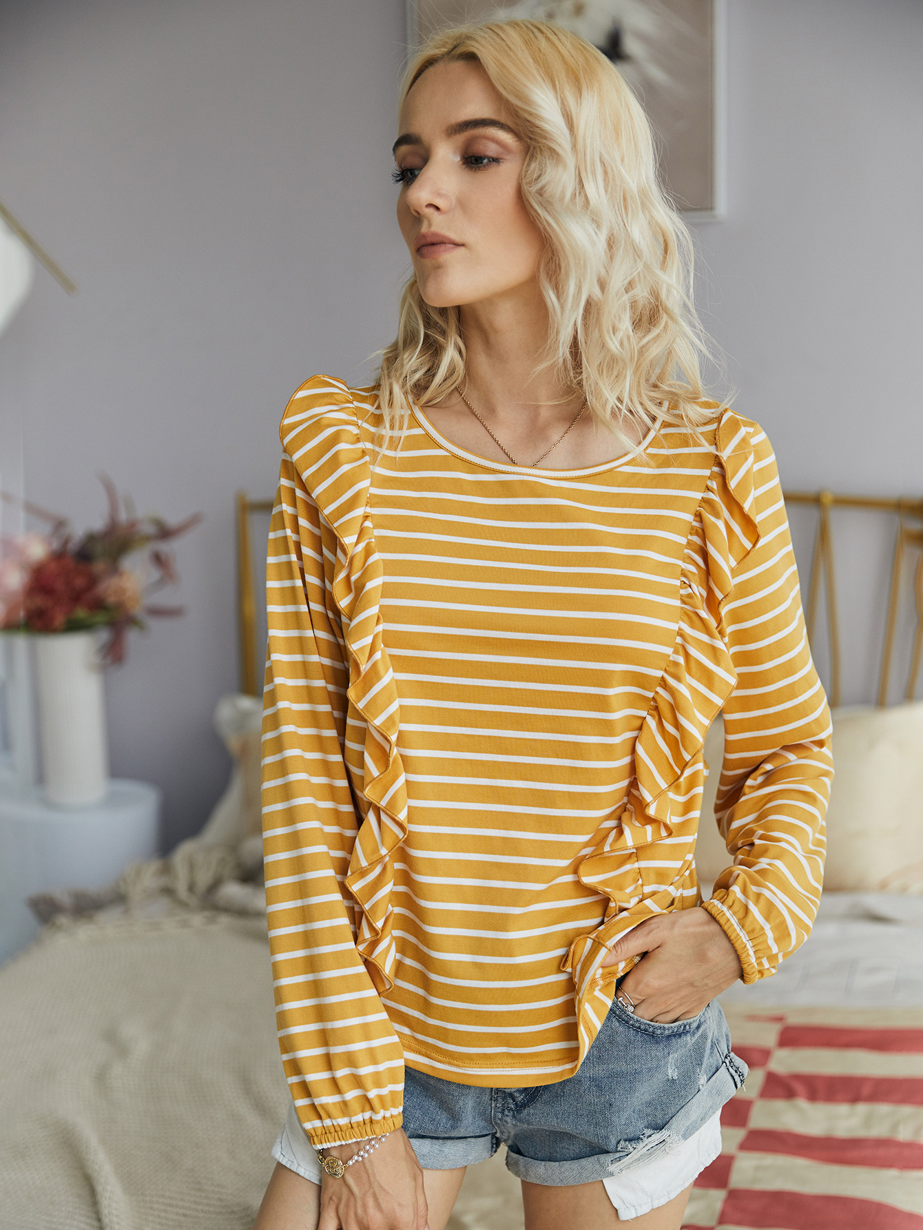 summer women s round neck long sleeve T-shirt NSDY7682