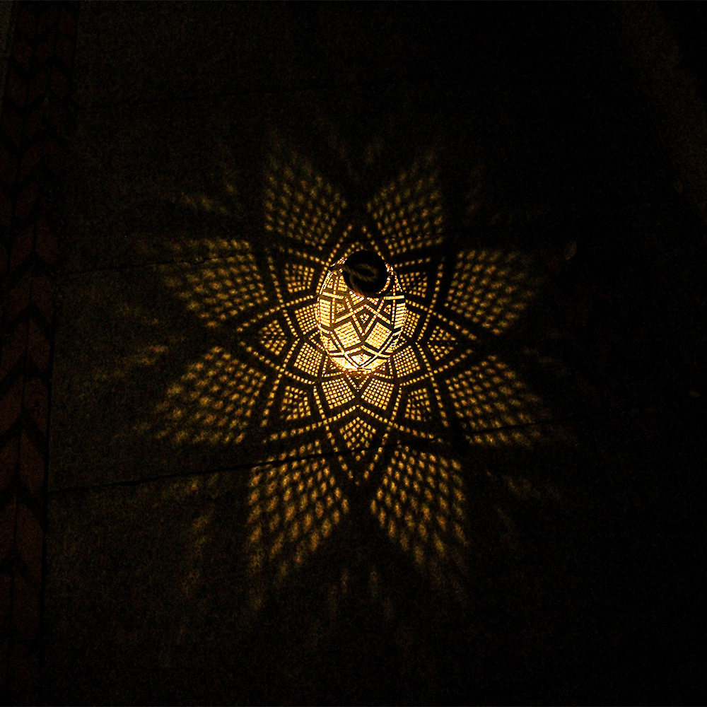 太阳能铁艺灯户外吊灯桌灯灯灯笼庭院装饰灯仿布花纹氛围灯