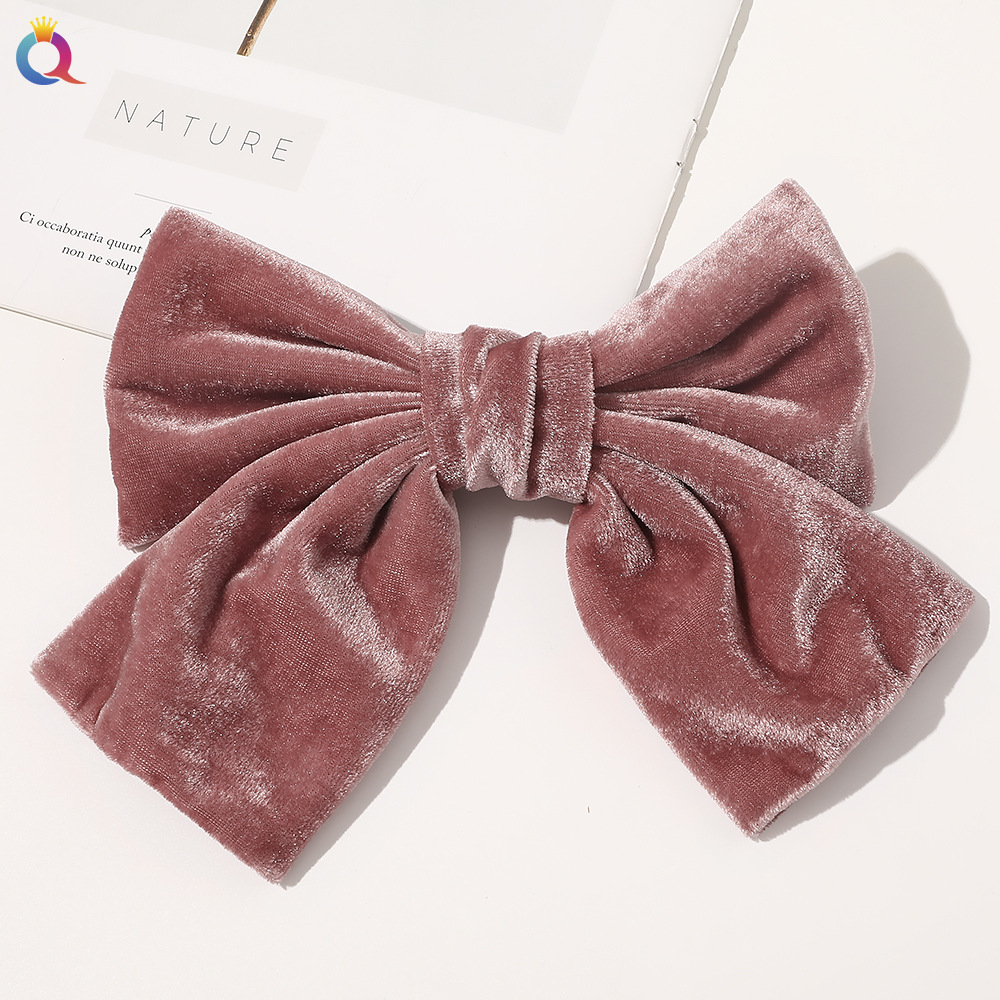 Candy Color Velvet Big Bow Hair Clip display picture 2