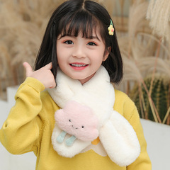 Children's Scarf Autumn and Winter Plush Parent-Child Cute Cartoon Rabbit Hair Baby Flower Neck Gaiter for Boys and Girls Fluffy
