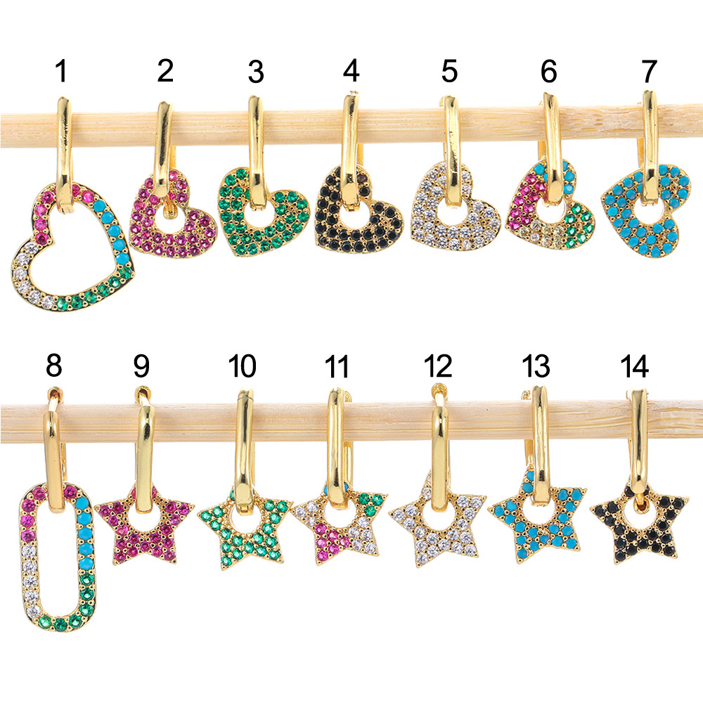 5g Weight Earrings Classification Fashion Five-pointed Star Square Lock Earrings