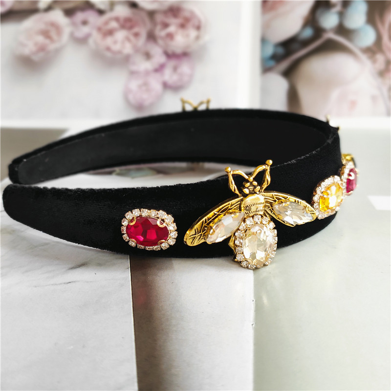 206122w Koreanisches Haarschmuck Stirnband Weibliche Koreanische Retro Temperament Breite Seite Diamant Stirnband Haarkarte Stirnband display picture 2