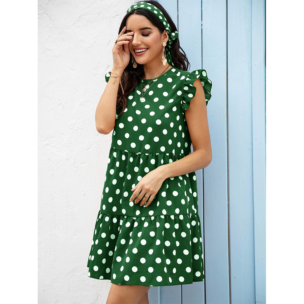 high waist polka dot loose princess dress NSSA40037