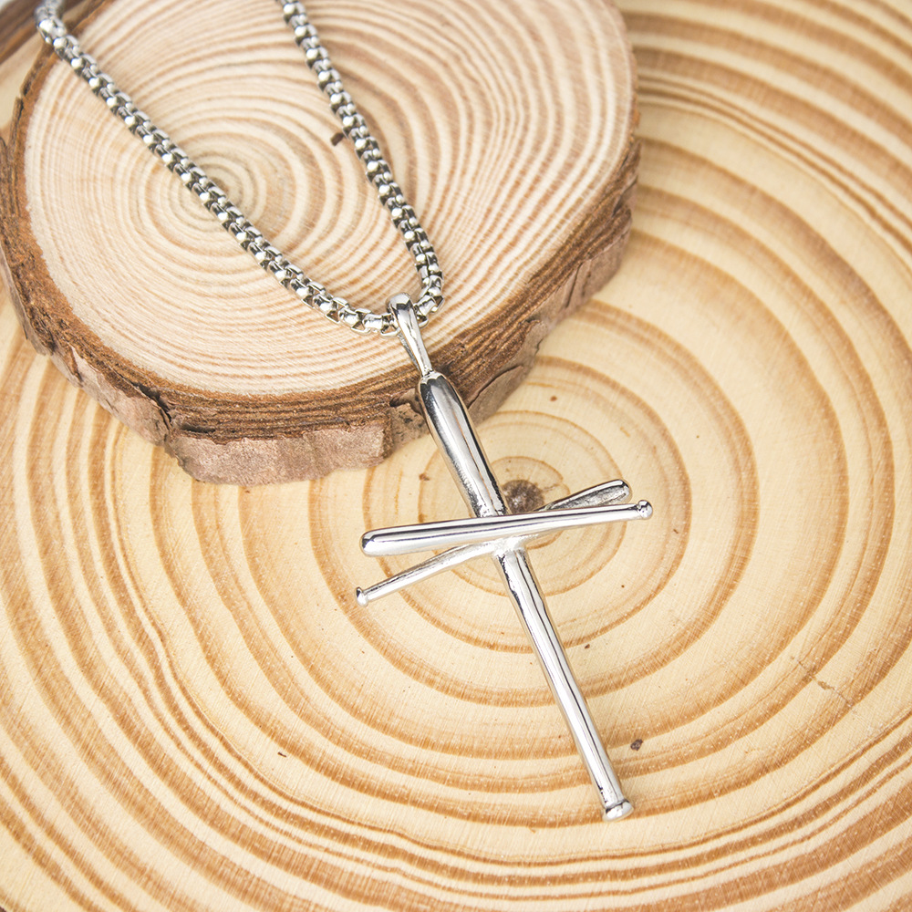 Collana con croce in acciaio inox stile punk per uomo e donna_voghion.com