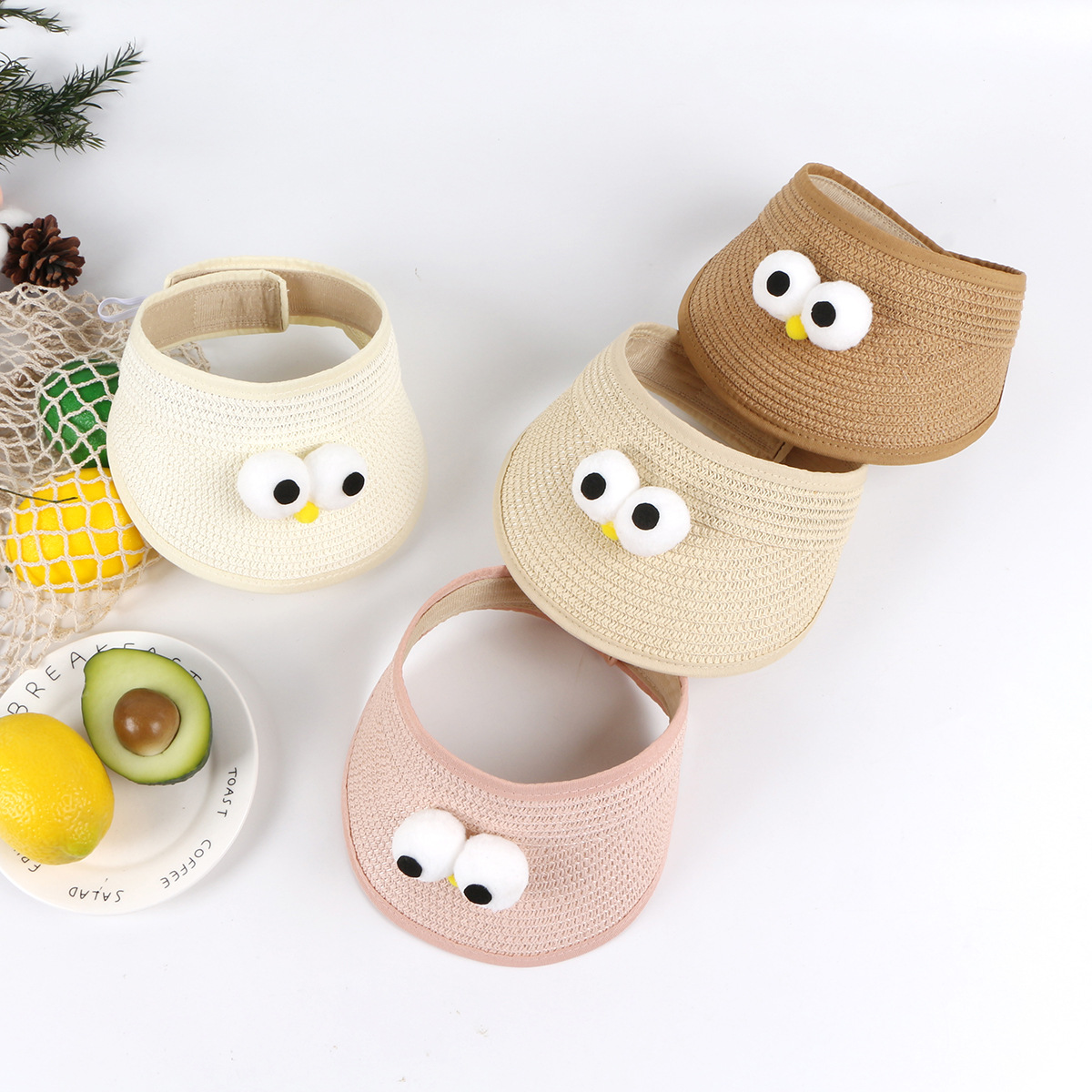 Spring And Summer New Korean Children&#39;s Straw Hat Men And Women Baby Visor Big Eyes Hat display picture 11