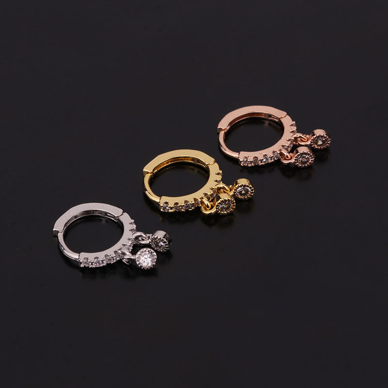 New  Creative Snake-shaped Round Ear Bone Buckle Micro-inlaid Zircon Earrings display picture 7