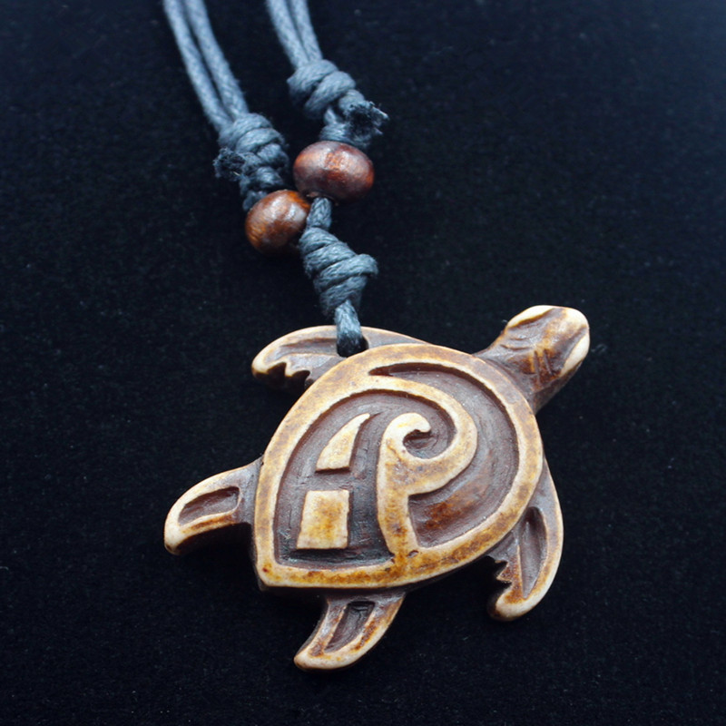 Wax rope Chain Material Ethnic Style Tortoise Resin Wax Rope Men's Pendant Necklace
