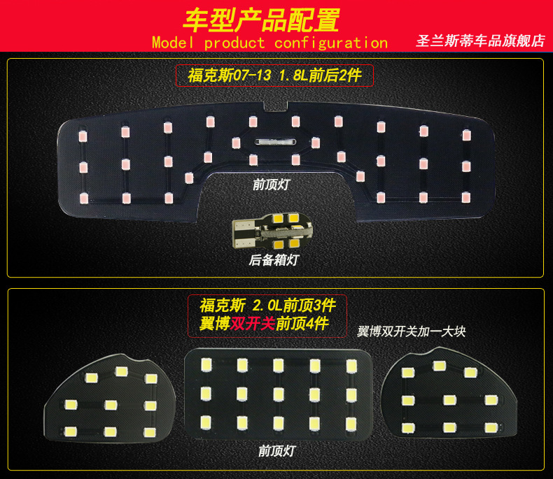 Suitable for Ford Classic Focus Wing Bo Winning LED Reading Light Modified Special Indoor Roof Lights