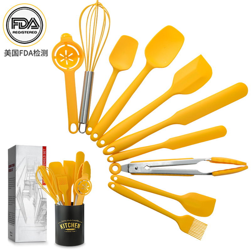 All-inclusive Silicone Kitchenware Set Baking Tools10-piece Set Long Handle Cake Cream Spatula Cake Tools