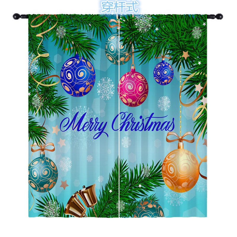 Factory direct Christmas waterproof digital printing shading finished curtain support to map foreign trade e-commerce wholesale Factory direct Christmas waterproof digital printing shading finished curtain support to map foreign trade e-commerce wholesale