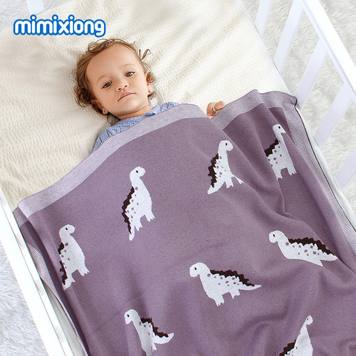 Ins Bestselling Spring and Autumn Cartoon Baby Dinosaur Knitted Blanket
