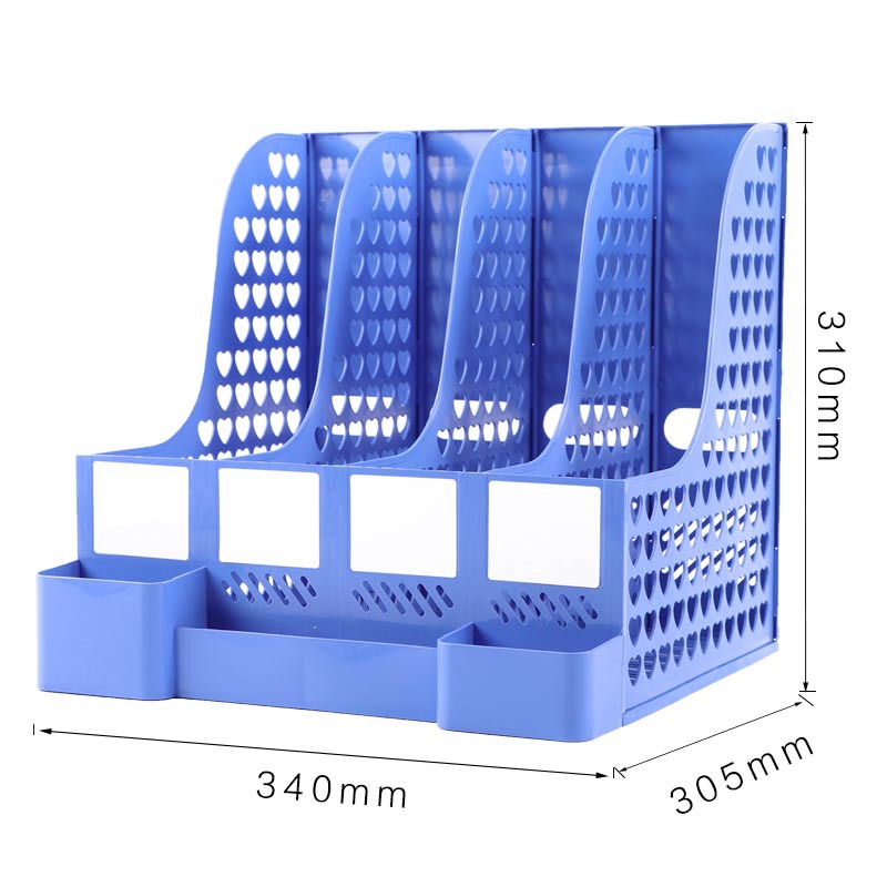 플라스틱 사무용품 데이터 랙 4 층 트리플 데스크탑 저장 열 파일 상자 파일 상자 관리 책 스탠드