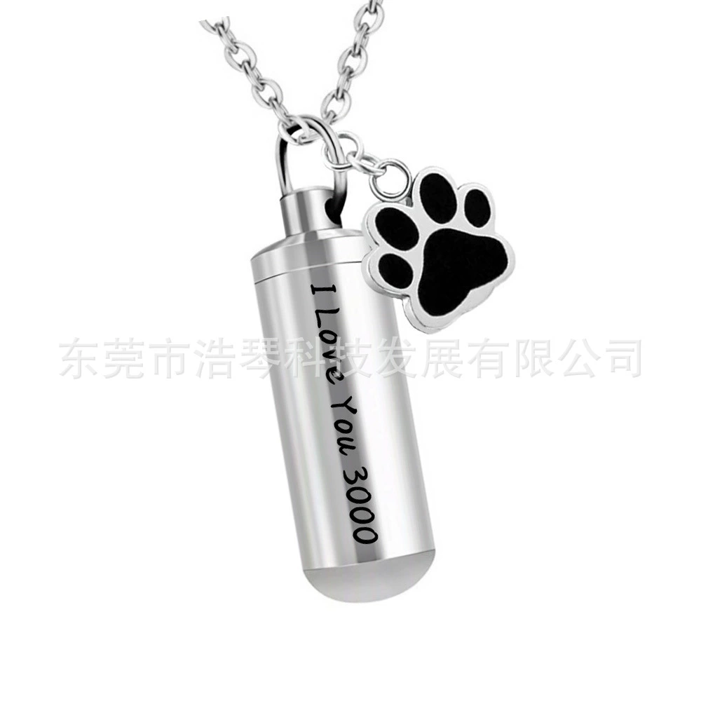 Серебряный цилиндр из нержавеющей стали для поминовения родственников пепла домашних животных Кремация синераторная коробка изготовленная на заказ Гравировка синераторная цистерна кулон