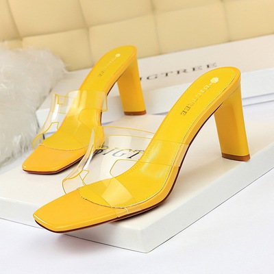 Han edition 1903-1 new summer cool slippers shoes daily thick with high with transparent hollow out peep-toe word slippe