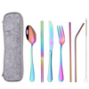 Handheld tableware stainless steel, set, straw, chopsticks, spoon, 7 pieces