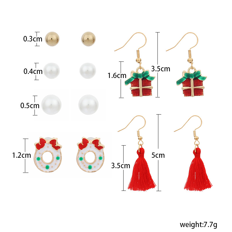 8g Weight Earrings Classification Wedding, Travel Occasion Women'S Gender Vintage Style Style  New  Cute Cartoon Christmas Earrings Set 无