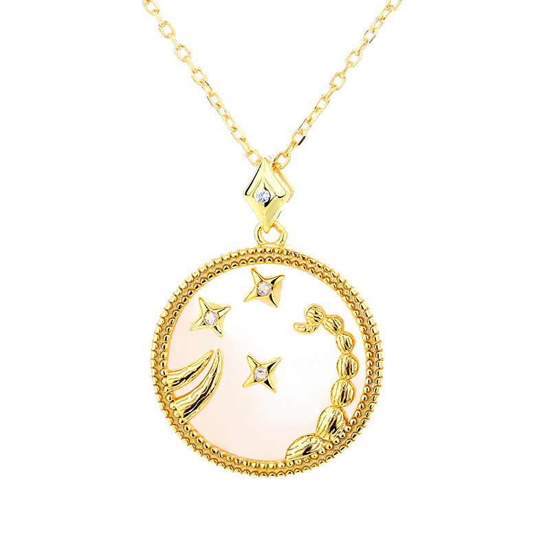 Doce constelación de la suerte collar mujer S925 plata esterlina blanco fritillary colgante coreano Shell Amazon europeo y americano clavícula cadena