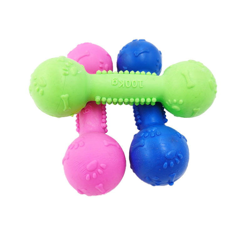 Juguete para mascotas TPR huellas de goma hueso mancuerna molar entrenamiento del perro de juguete suministros para Mascotas Fábrica al por mayor