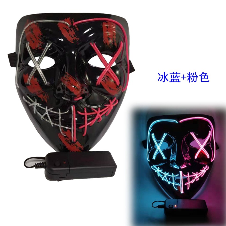 发光面具 左右双色万圣节LED面具 ELMASK节日恐怖道具新款热销详情24