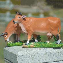 仿真 黄牛桌面摆件 盆景园艺装饰品家居树脂工艺品牛模型动物雕塑
