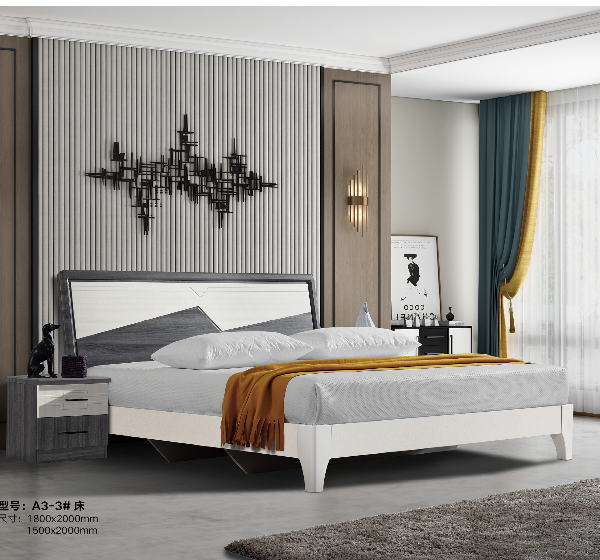 批发厂家板式床大床吸塑双人床公寓酒店北欧简约韩式