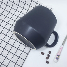 磨砂色釉杯 简约情侣陶瓷杯 礼品马克杯定制 质感好创意哑光黑杯